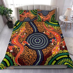 1st Australia Bedding Set Aboriginal Two Lizards Dot Painting Circle