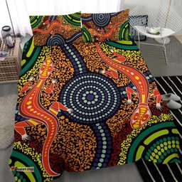 1st Australia Bedding Set Aboriginal Two Lizards Dot Painting Circle