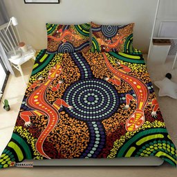 1st Australia Bedding Set Aboriginal Two Lizards Dot Painting Circle