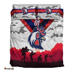 Custom Personalised Sydney Roosters ANZAC 2022 Bedding Set Simple Style White