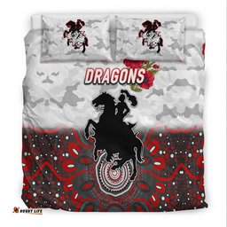 St. George Illawarra Dragons ANZAC 2022 Bedding Set Indigenous Vibes White