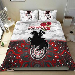 St. George Illawarra Dragons ANZAC 2022 Bedding Set Indigenous Vibes White