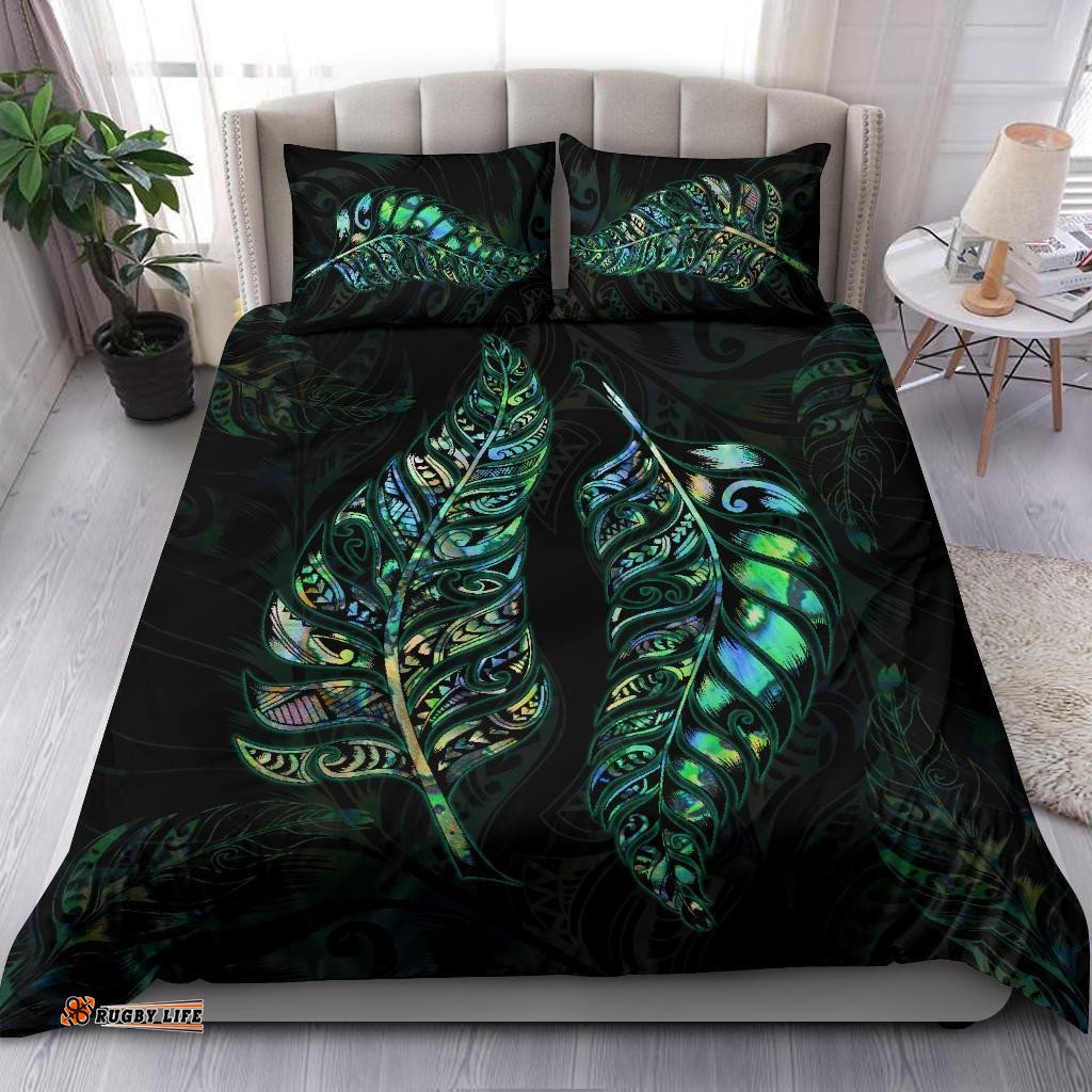 New Zealand Silver Fern Couple Bedding Set Paua Shell