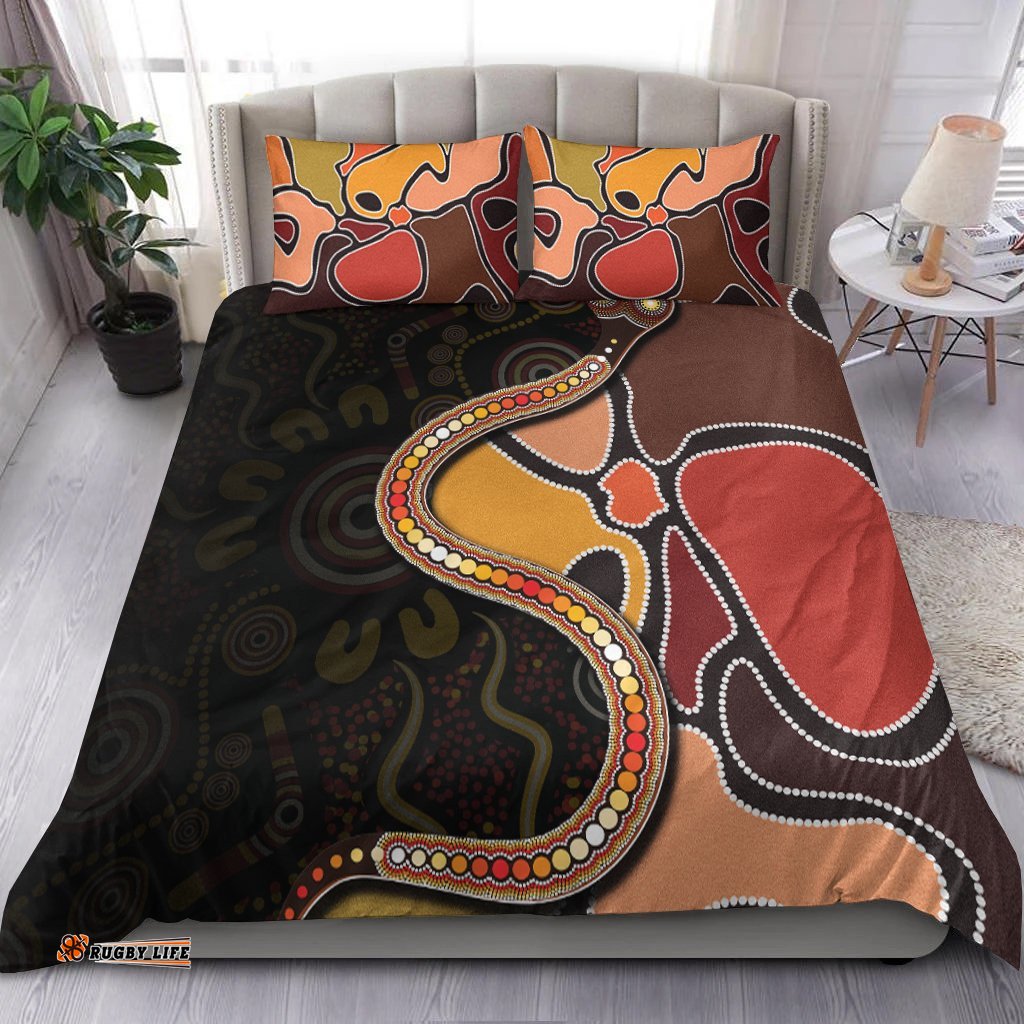 Bedding Set Aboriginal Snake With Dot Painting