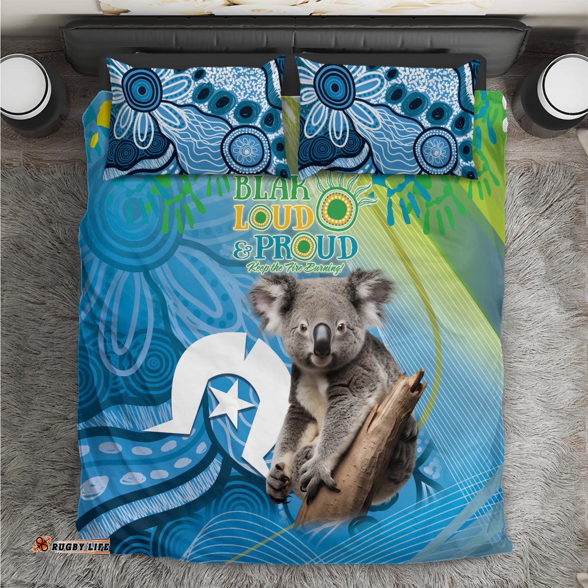 Vivid Minimal Koala NAIDOC 2024 Bedding Set Aboriginal Art Style