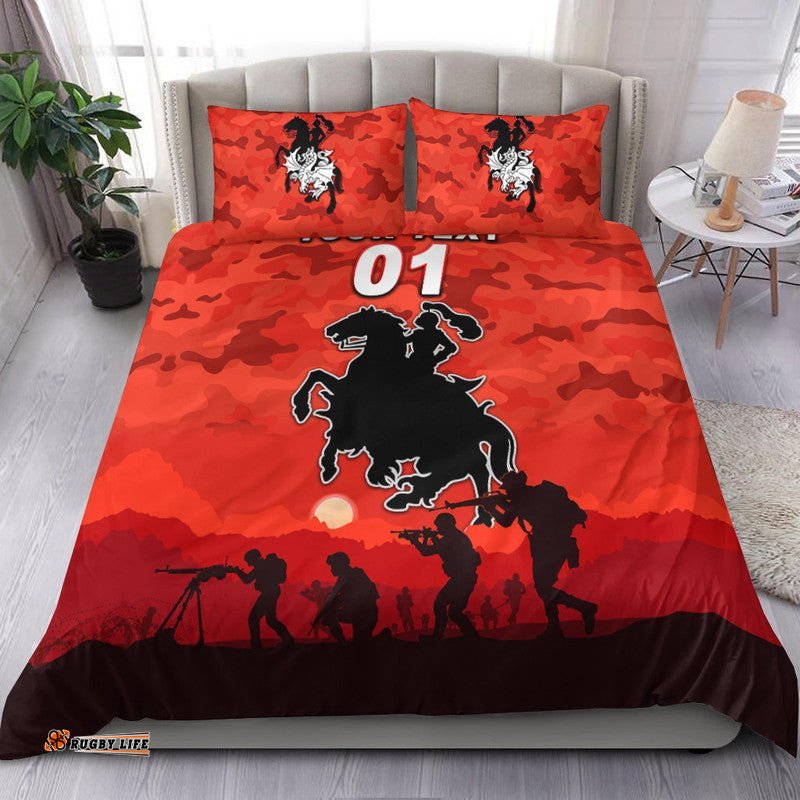 Custom Personalised St. George Illawarra Dragons ANZAC 2022 Bedding Set Simple Style Red