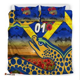 Custom Personalised Parramatta Eels ANZAC 2022 Bedding Set Poppy Flowers Vibes Blue