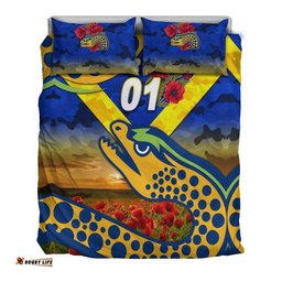 Custom Personalised Parramatta Eels ANZAC 2022 Bedding Set Poppy Flowers Vibes Blue