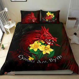 Wales Bedding Set, Cymru Am Byth Welsh Dragon Daffodil
