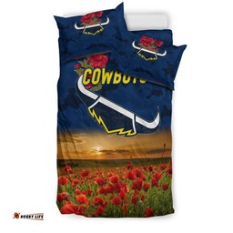 North Queensland Cowboys ANZAC 2022 Bedding Set Poppy Flowers Vibes Blue