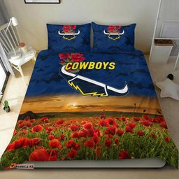 North Queensland Cowboys ANZAC 2022 Bedding Set Poppy Flowers Vibes Blue