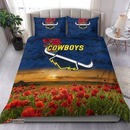 North Queensland Cowboys ANZAC 2022 Bedding Set Poppy Flowers Vibes Blue