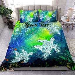 Custom Text Aboriginal Bedding Set Indigenous Turtle Ocean Dot Painting Art