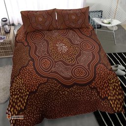 Australia Aboriginal Bedding Set Indigenous Symbol Dot Painting Art Ver 12