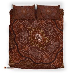 Australia Aboriginal Bedding Set Indigenous Symbol Dot Painting Art Ver 12