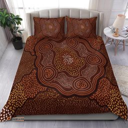 Australia Aboriginal Bedding Set Indigenous Symbol Dot Painting Art Ver 12