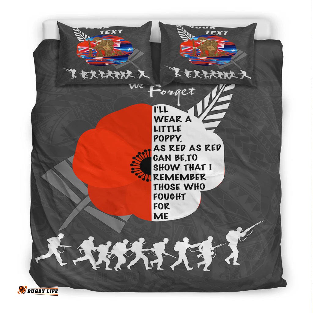Custom New Zealand ANZAC Red Poopy Bedding Set