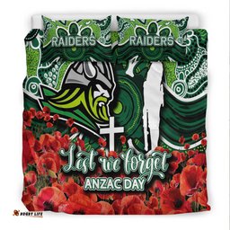 Raiders Bedding Set ANZAC Day Poppy Flowers With Aboriginal