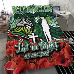 Raiders Bedding Set ANZAC Day Poppy Flowers With Aboriginal