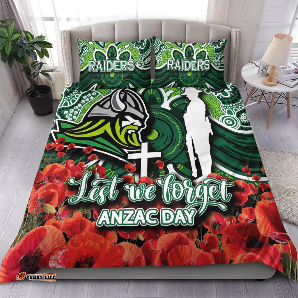 Raiders Bedding Set ANZAC Day Poppy Flowers With Aboriginal