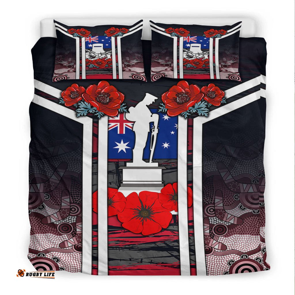 Australia ANZAC Day Poppy Aboriginal Pattern Bedding Set