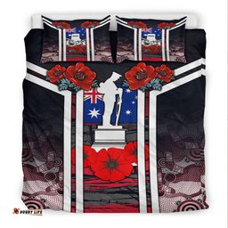 Australia ANZAC Day Poppy Aboriginal Pattern Bedding Set