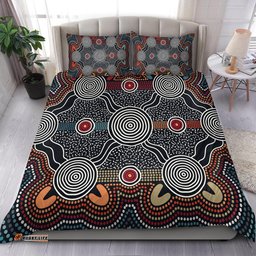 Australia Aboriginal Bedding Set Indigenous Symbol Dot Painting Art Ver 14