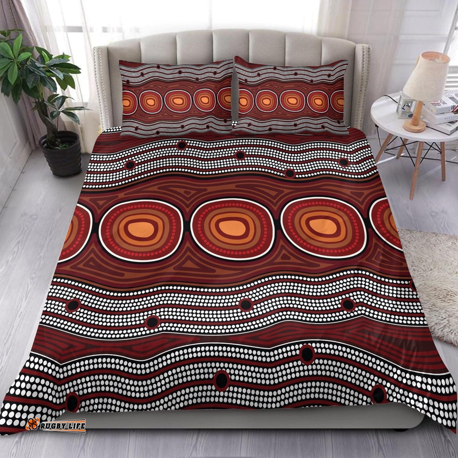 Australia Aboriginal Bedding Set Indigenous Symbol Dot Painting Art Ver 6
