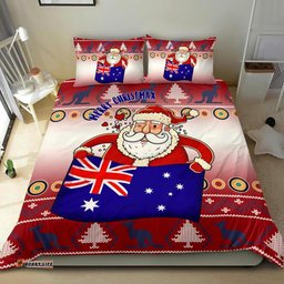 Christmas Bedding Set Australia Santa Claus Hold The Flag Red