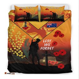 Custom Australia ANZAC Lest We Forget 2022 Orange Bedding Set