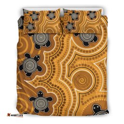 Aboriginal Bedding Set Indigenous Turtle Gold Version