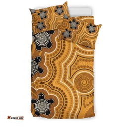 Aboriginal Bedding Set Indigenous Turtle Gold Version