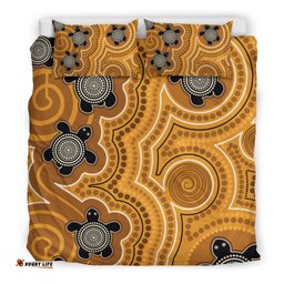 Aboriginal Bedding Set Indigenous Turtle Gold Version