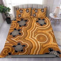 Aboriginal Bedding Set Indigenous Turtle Gold Version