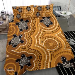 Aboriginal Bedding Set Indigenous Turtle Gold Version