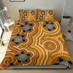 Aboriginal Bedding Set Indigenous Turtle Gold Version