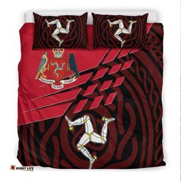 Isle Of Man Bedding Set Isle Of Man Symbol With Celtic Patterns