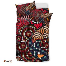 Custom Australia Aboriginal Bedding Set Dot Painting Art Indigenous Color