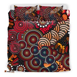 Custom Australia Aboriginal Bedding Set Dot Painting Art Indigenous Color