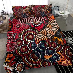 Custom Australia Aboriginal Bedding Set Dot Painting Art Indigenous Color