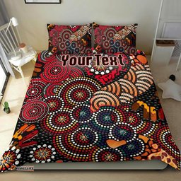 Custom Australia Aboriginal Bedding Set Dot Painting Art Indigenous Color