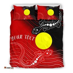 Custom Aboriginal Bedding Set Two Indigenous Lizard