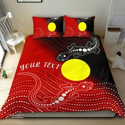 Custom Aboriginal Bedding Set Two Indigenous Lizard