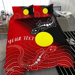 Custom Aboriginal Bedding Set Two Indigenous Lizard