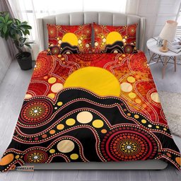 Aboriginal Bedding Set, Aboriginal Lives Matter Flag Dot Painting Art