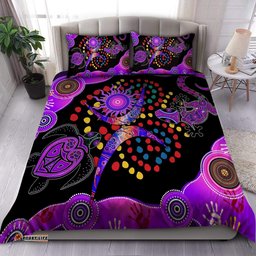 Australia Bedding Set Aboriginal NAIDOC Week 2022 Purple Turtle Lizard
