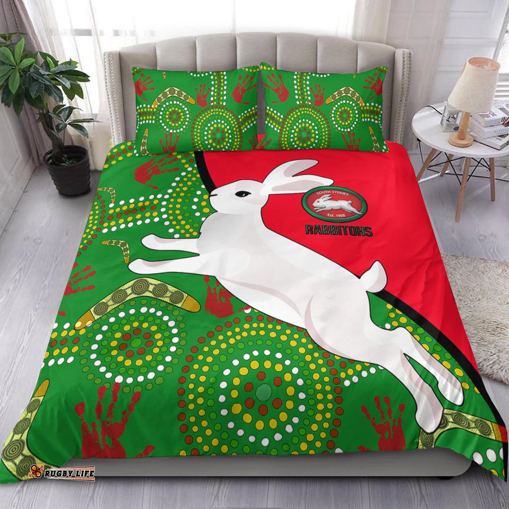 Australia Rabbitohs Bedding Set NAIDOC Pattern With Rabbits LT20