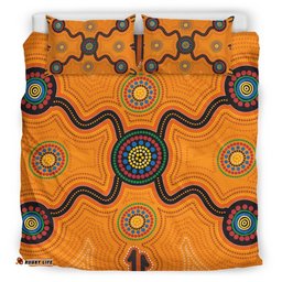 Australia Aboriginal Bedding Set Indigenous Symbol Dot Painting Art Ver 13