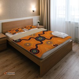 Australia Aboriginal Bedding Set Indigenous Symbol Dot Painting Art Ver 13