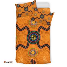 Australia Aboriginal Bedding Set Indigenous Symbol Dot Painting Art Ver 13